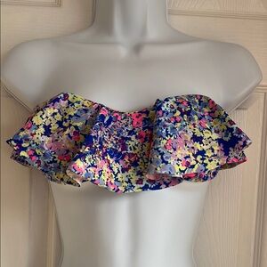 Victoria's Secret Ruffled Blue and Pink Bikini Top size S/P